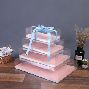 مصنع الجملة مستطيل شفاف كعكة صناديق حفل زفاف علبة كعك واضح صناديق كعكة للبيع - Product Image 1