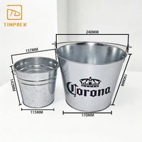 Cubo de hielo de hojalata personalizado con asa para bar y fiestas, venta al por mayor directa de fábrica