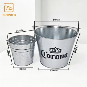 Seau à glace en étain personnalisé imprimé en gros, directement de l'usine, avec poignée, pour bars et fêtes - Product Image 1