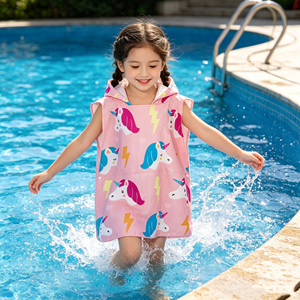 Serviette <span class=keywords><strong>de</strong></span> bain à capuche pour enfants, personnalisée, douce, absorbante, imprimée, pour la <span class=keywords><strong>plage</strong></span>, le surf et la natation, en tissu éponge - Product Image 1