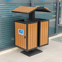 Poubelle en bois debout extérieure de 60L pour les espaces publics et les hôtels pour le conteneur de déchets et le seau de stockage de la station de recyclage