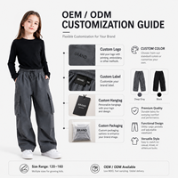 Pantalon cargo pour enfants, coupe droite, style streetwear, pour garçons et filles, taille élastique avec cordon de serrage, séchage rapide, 100% nylon, teint en pièce, personnalisable OEM