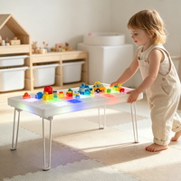 Mesa Sensorial LED en Oferta, 32 Luces, 4 en 1, Mesa de Actividades Plegable para Dibujar, Estudiar, Comer y Jugar, para Niños de 0 a 6 Años