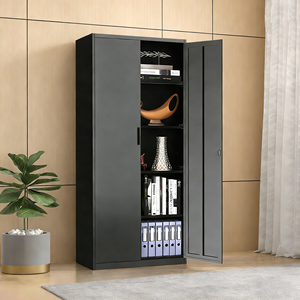 <span class=keywords><strong>Armoire</strong></span> <span class=keywords><strong>de</strong></span> classement métallique à 2 portes avec étagères, <span class=keywords><strong>armoire</strong></span> <span class=keywords><strong>de</strong></span> <span class=keywords><strong>rangement</strong></span> en acier adaptée aux besoins d'organisation du garage, du bureau et <span class=keywords><strong>de</strong></span> la maison - Product Image 4