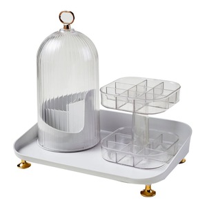 Organisateur de maquillage rotatif transparent avec couvercle, anti-poussière, support à rouge à lèvres de bureau, rangement cosmétique en plastique léger 360° - Product Image 4