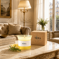 Bougie aromatique de luxe créative en cire de soja et de noix de coco, dégradé de couleurs, promotionnelle, vente en gros, NOVA |   Décorations artisanales pour la maison, bars de Diwali