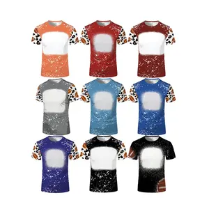 Personalized Design American Football Pattern Dye Tye Shirts Heat Transfer Blank Rugby Bleach T-shirt