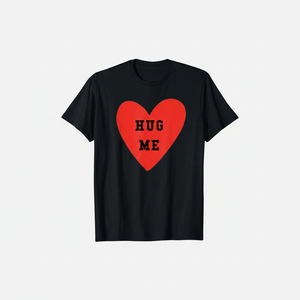 T-shirt con grafica a cuore rosso per San Valentino, in cotone nero, girocollo, manica corta, vestibilità regolare, stampata, casual, da uomo - Product Image 1