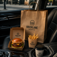 Boîte en papier jetable personnalisable avec logo pour emballage alimentaire de burgers, poulet frit et frites, à emporter, pour restaurant, marque privée, recyclable