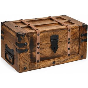 Caja de Recuerdos de Madera Hecha a Mano, Caja de Almacenamiento de Joyas Rectangular de Madera de Mango, Cofre del Tesoro Vintage, Caja de Almacenamiento Decorativa para Dormitorio - Product Image 1