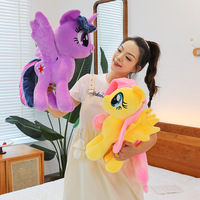 Peluche personnalisée en forme de petit cheval arc-en-ciel, en coton PP, anti-stress, poupée douce