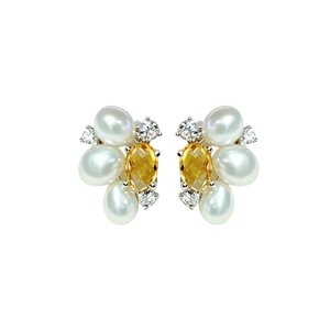 Unique Artistic Original Design S925 Sterling <b>Silver</b> <b>Stud</b> <b>Earrings</b> With Luster Freshwater Keshi Baroque Pearls Inlaid Shiny - Product Image 4