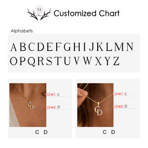 Collar con Iniciales de Pareja Personalizado EManco, Colgante de Doble Letra Personalizado de Acero Inoxidable, Color <span class=keywords><strong>Dorado</strong></span>, Regalo de Cumpleaños - Product Image 6