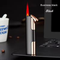 Briquet à flamme rouge droite en métal ultra-fin, rechargeable, cadeau d'affaires créatif et personnalisé, briquet coupe-vent pour barbecue et cigarettes