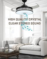 Ventilateur de plafond intelligent RGB rétractable avec lumière, haut-parleur Bluetooth, pales réversibles à 6 vitesses, télécommande et contrôle par application