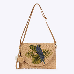 Mode indienne Style bohème été plage enveloppe tissé paille pochette personnalisé mignon <span class=keywords><strong>banane</strong></span> impression petit <span class=keywords><strong>carré</strong></span> <span class=keywords><strong>sac</strong></span> à bandoulière - Product Image 1