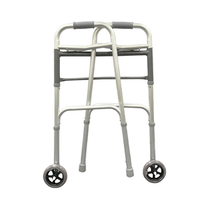 Folding Aluminium Walking Frame Adult Movable Front <strong>Wheeled</strong> Silver <strong>Walker</strong> for Elder Seniors - Product Image 4