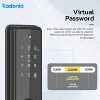 Serrure de porte intelligente électronique Kadonio avec poignée à empreinte digitale, contrôle d'accès Tuya, étanche et caméra de visiophone intégrée