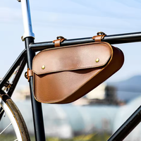 Sac de cadre de vélo en cuir PU rétro, petit sac triangulaire pour tube de vélo, pochette à outils de réparation, sac multifonction portable