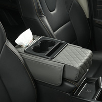 Boîte d'Accoudoir Universelle en Cuir pour Voiture, Rehausseur de Console Centrale avec Porte-Gobelet et Rangement, Vente en Gros