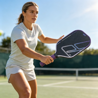 Set Raket Pickleball Serat Karbon Berlapis Titanium Tekan Panas Generasi ke-5 Terlaris Lintas Negara T700 dengan Lapisan Matte-woven