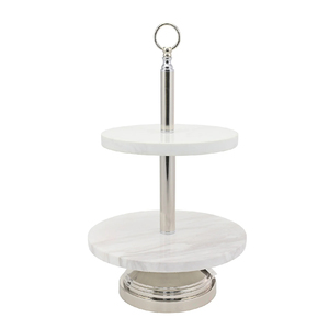 Meilleures ventes AZHAR EXPORT Support à gâteau en marbre de haute qualité à 2 niveaux Forme tendance Design artisanal Passe au lave-vaisselle pour la décoration de gâteaux - Product Image 1