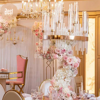 Chandelier en métal à 9 têtes, porte-bougie, centre de table de mariage, vases à fleurs, décoration de fête