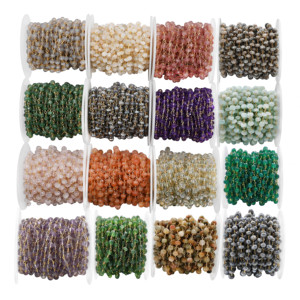 Gris Moonstone Rondelle Forme 14k Or Plaqué Laiton Chapelet Fil Enroulé Chaîne Juin Pierre De Naissance Mois Bijoux Résultats Composants - Product Image 6