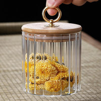 Pot de conservation hermétique en verre borosilicate soufflé à la main avec anneau en silicone torsadé en cuivre et couvercle en bambou, récipient alimentaire chauffable pour le thé