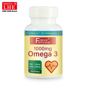 ผู้ผลิตอาหารเสริมน้ำมันปลาโอเมก้า 3 ขายส่ง ขนาด 1000 มก. พร้อม EPA และ DHA เพื่อสุขภาพหัวใจ น้ำมันปลาโอเมก้า 3 แบบซอฟต์เจล 250 แคปซูล - Product Image 1