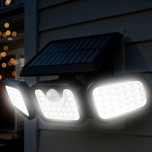 <span class=keywords><strong>Lampe</strong></span> solaire murale ultra-lumineuse à 3 têtes rotatives <span class=keywords><strong>avec</strong></span> 74 LED, détecteur <span class=keywords><strong>de</strong></span> mouvement extérieur pour <span class=keywords><strong>garage</strong></span>, cour et allée, <span class=keywords><strong>avec</strong></span> indice <span class=keywords><strong>de</strong></span> protection IP65. - Product Image 1