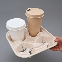 Supports à café écologiques et étanches en pulpe de canne à sucre, empilables, pour 2/4 tasses (8-22 oz), pour boissons chaudes/froides, vente en gros