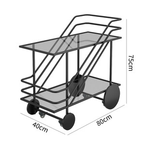 Chariot <span class=keywords><strong>de</strong></span> service commercial Maokangyun MC4 à double couche en verre et métal, style européen, durable, à 4 roues, avec étagères <span class=keywords><strong>de</strong></span> rangement pour hôtel - Product Image 6