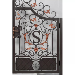 Kits d'art décoratif Antique de luxe, double porte pivotante en <span class=keywords><strong>fer</strong></span> <span class=keywords><strong>forgé</strong></span> pour allée - Product Image 4