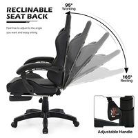 Chaise de jeu d'ordinateur avec repose-pieds chaise de course ergonomique réglable chaise de jeu vidéo à dossier haut en cuir de fibre de carbone