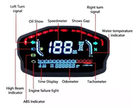 CQHZJ Speedometer Digital Sepeda Motor LCD Odometer Tachometer Indikator Gigi Sensor Turbo Tahan Air 12V untuk Sepeda Motor ATV