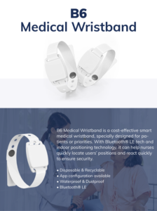 Bracelet connecté Minew B6, balise portable, tracker BLE iBeacon, bracelet pour le suivi des patients - Product Image 2