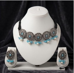 Traditional Gold Plated Copper & Brass Long Necklace Jewelry Set for Women Ethnic Statement Boho Tribal Wedding Party - Product Image 2