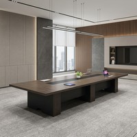 Table de réunion avec hub de câbles central, bureau de direction double utilisateur en panneau de particules E1, mobilier de salle de réunion moderne
