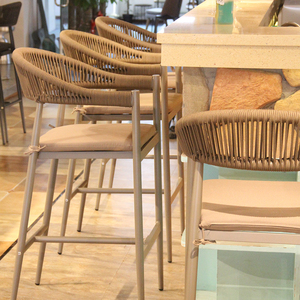 Mobilier de <span class=keywords><strong>Bar</strong></span> d'hôtel moderne, corde tissée à l'extérieur, tabouret de <span class=keywords><strong>Bar</strong></span> haut, <span class=keywords><strong>chaise</strong></span> de <span class=keywords><strong>terrasse</strong></span>, <span class=keywords><strong>chaise</strong></span> de <span class=keywords><strong>Bar</strong></span> extérieur - Product Image 5