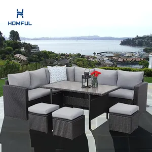 HOMFUL Wicker Rattan Outdoor Garden Furniture Sofa Garden Patio Furniture Set Rattan Furniture