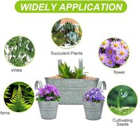 Lot de 3 jardinières suspendues vintage en acier allié avec trou de drainage, crochets détachables et finition thermolaquée pour