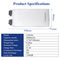 Prix de gros Batterie à l'état solide 3,7v 22000mah 16000mah 12000mah Batterie monocellulaire pour batterie de drone
