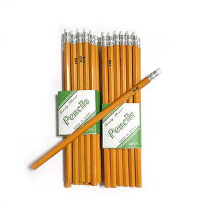Lápiz de Madera Natural No Tóxico al por Mayor, Lápiz de Escritura Hexagonal Amarillo HB con Borrador para Estudiantes Escolares - Product Image 2