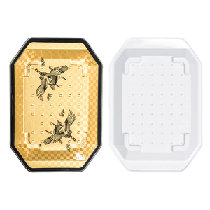 แพ็คเกจ Sunzza ทองความผิดปกติความหนาวัสดุ PET ป้องกันฝาปิดอาหารฝรั่งภาชนะซูชิป้องกันการลื่นไถลกล่องซูชิพลาสติกทิ้ง - Product Image 4