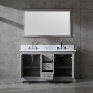 Meuble-lavabo de salle de bain avec plan de travail en marbre de Carrare et portes à fermeture douce, avec double vasque, fabriqué au Vietnam, meuble-lavabo de salle de bain de style transitionnel - Product Image 2