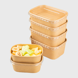 Vente en gros Greenpacking Contenants alimentaires jetables rectangulaires en papier kraft personnalisés de 500 ml, bols de voyage, recyclables, écologiques - Product Image 1