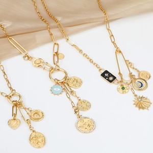 FY collane di fascino misterioso Vintage amuleto celeste malocchio luna sole cuore fiore stella stivale monete ciondolo collana - Product Image 5