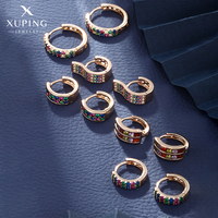 Pendientes de Aro de Cobre para Mujer con Zirconia de Colores, Diseño Coreano Floral Novedoso 2026, Joyería XUPING al Por Mayor