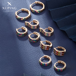 <span class=keywords><strong>XUPING</strong></span> Joyería al por Mayor 2026 Nuevo Diseño Coreano Flor de Moda Zirconia Colorida Cobre Aretes de Aro de Moda para Mujer - Product Image 2